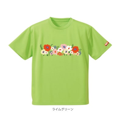JTTA公認　卓球ユニフォーム【男女兼用(ドライ):140サイズ】フラワー2　ライムグリーン