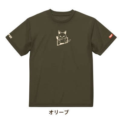 JTTA公認　卓球ユニフォーム【男女兼用(ドライ):160サイズ】ねこ　オリーブ