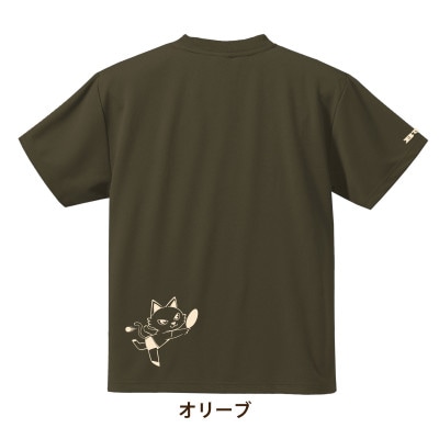 JTTA公認　卓球ユニフォーム【男女兼用(ドライ):160サイズ】ねこ　オリーブ