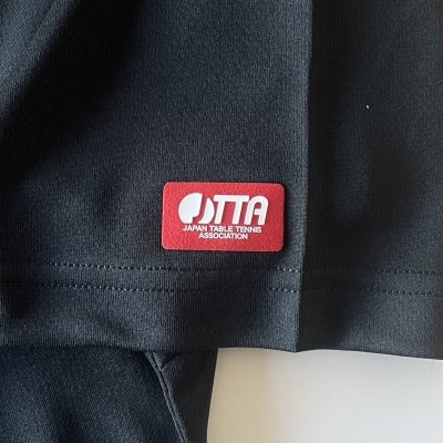 JTTA公認　卓球ユニフォーム【男女兼用(ドライ):XXLサイズ】アルファベット　V　ブラック