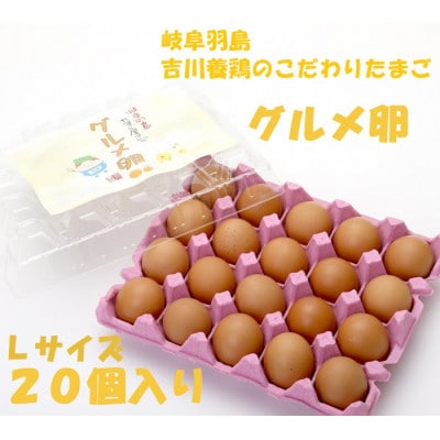 吉川養鶏のグルメ卵　Lサイズ20個(割れ保証4個含む)羽島観光協会推奨【はしまブランド】認定品