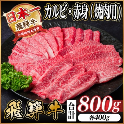 レビューキャンペーン実施中!飛騨牛　厳選カルビ・赤身(焼肉・BBQ用)800g　A4～A5　小分け