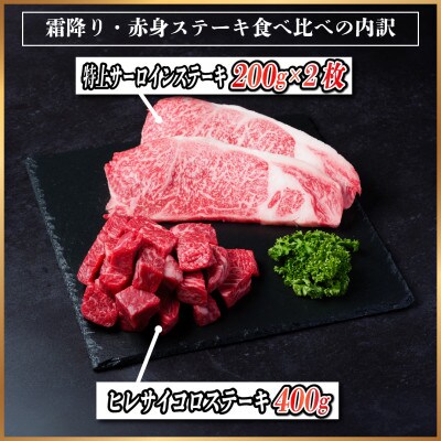 飛騨牛 霜降り・赤身ステーキ食べ比べ 計800g