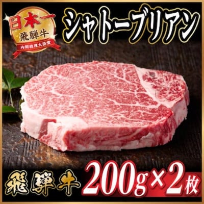 飛騨牛 シャトーブリアン 約400g(約200g×2枚)  黒毛和牛 ヒレステーキ牛肉