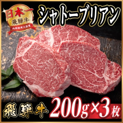 飛騨牛 シャトーブリアン 約600g(約200g×3枚)  黒毛和牛 ステーキ牛肉