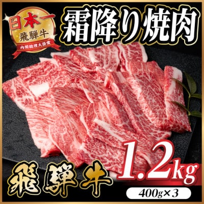 飛騨牛 霜降り焼肉 約1.2kg(約400g×3)BBQ用 小分け