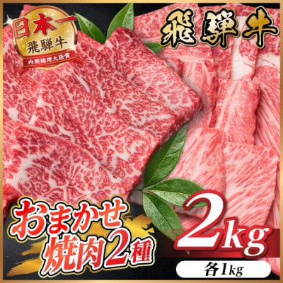 飛騨牛　おまかせ焼肉2種セット約2kg(各約1kg)訳あり　BBQ　上カルビ・ロースなど