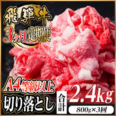レビューキャンペーン実施中!【毎月定期便】飛騨牛 厳選切り落とし 計2.4kg全3回　小分け