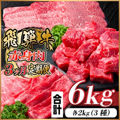 【毎月定期便】飛騨牛 赤身肉定期便 計6kg全3回