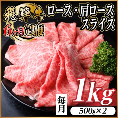 【毎月定期便】レビューキャンペーン実施中!飛騨牛　厳選ロース・肩ローススライス　1kg全6回