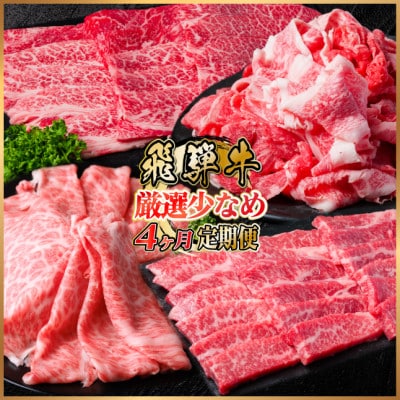 【毎月定期便】飛騨牛　厳選少なめ定期便　計1.3kg　カルビ・赤身(焼肉・BBQ用)ロース全4回