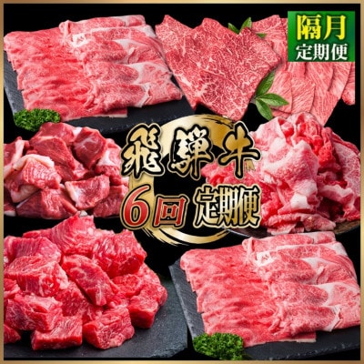 【2ヵ月毎定期便】飛騨牛 厳選 定期便 計4.6kg すき焼き・しゃぶしゃぶ・BBQ用 全6回コース