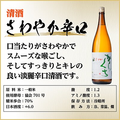辛口清酒飲み比べセットB(千成藤吉郎1800ml×1本・さわやか辛口1800ml×1本)計2本