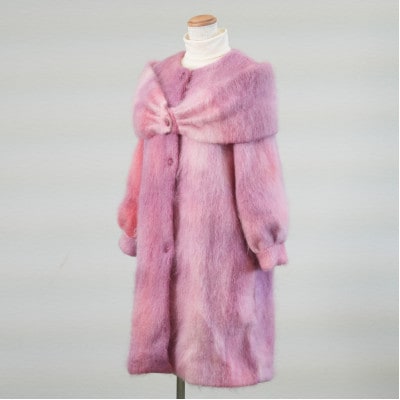 流し染め　ピンクモヘアコート