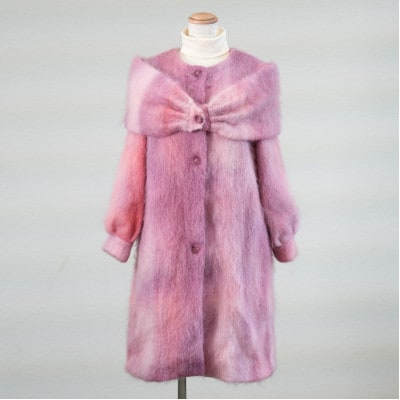 流し染め　ピンクモヘアコート