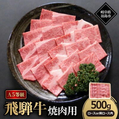 A5等級飛騨牛:焼肉用500g　ロース又は肩ロース肉