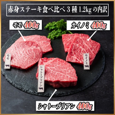 飛騨牛　赤身ステーキ3種食べ比べセット　計約1.2kg　【冷蔵便】