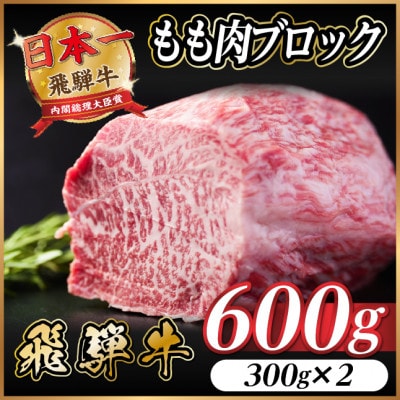 飛騨牛 もも肉ブロック 約600g(約300g×2)【冷蔵便】A4～A5等級 黒毛和牛 BBQ用