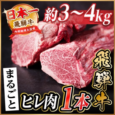 飛騨牛 ヒレ1本(約3～4kg)【シャトーブリアン&ヒレ】A4～A5等級 黒毛和牛