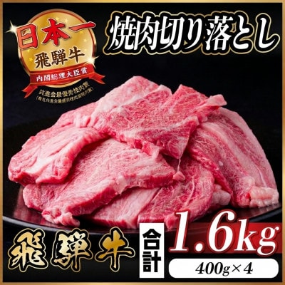 飛騨牛 焼肉切り落とし 約1.6kg(約400g×4)タレ付き 訳あり【冷蔵便】カルビ・ロースなど