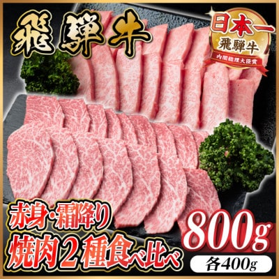 飛騨牛　赤身・霜降り焼肉2種食べ比べセット(ヒレ・三角バラカルビ)　計800g(各400g)タレ付き