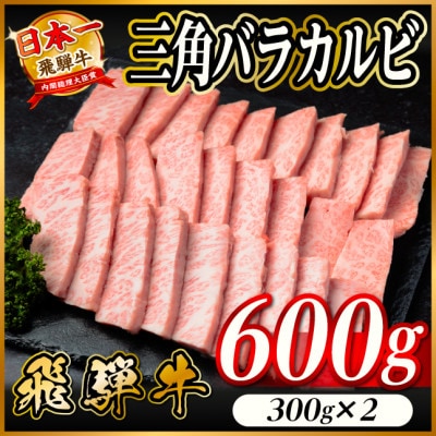 飛騨牛 三角バラカルビ焼肉 600g(300g×2)タレ付き BBQ用 小分け
