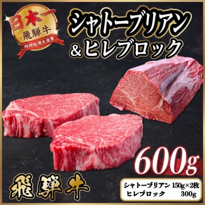 飛騨牛 シャトーブリアン&ヒレブロック 計約600g【冷蔵便】