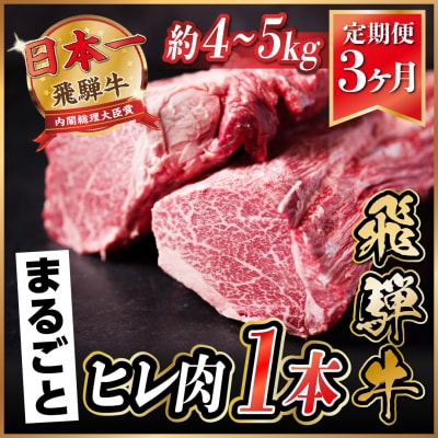 【毎月定期便】飛騨牛 ヒレ1本(約4～5kg)【シャトーブリアン&ヒレ】冷蔵便全3回