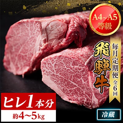 【毎月定期便】飛騨牛 ヒレ1本(約4～5kg)【シャトーブリアン&ヒレ】冷蔵便全6回