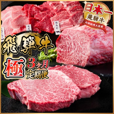 【毎月定期便】飛騨牛 極定期便 計1.7kg【冷蔵便】全3回