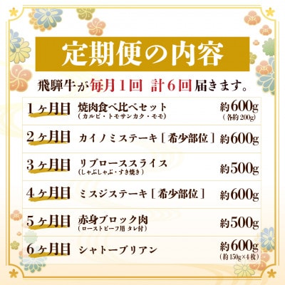 【毎月定期便】飛騨牛 極定期便 計3.4kg【冷蔵便】全6回