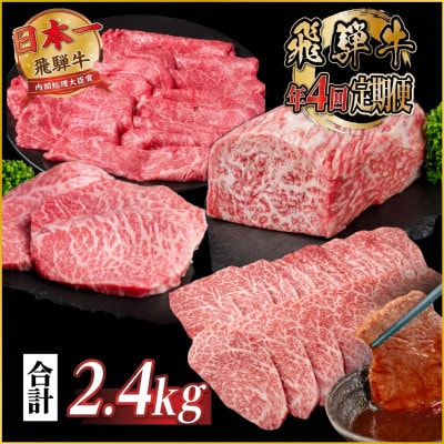 【発送月固定定期便】飛騨牛 赤身定期便 計2.4kg 冷蔵 A4～A5ランク全4回