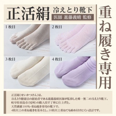 正活絹 冷えとり靴下 基本シルク・コットン4組セットA(Mサイズ)