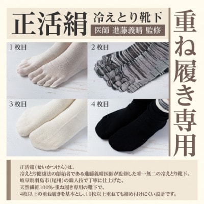 正活絹 冷えとり靴下 基本シルク・コットン4組セットB(Mサイズ)