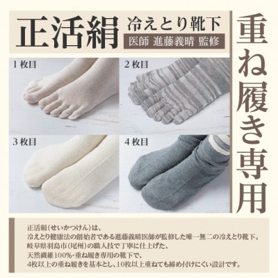 正活絹 冷えとり靴下 基本シルク・コットン4組セットC(Lサイズ)