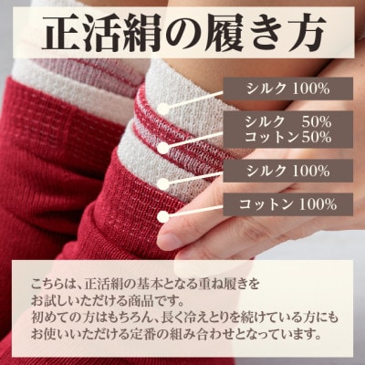 正活絹 冷えとり靴下 基本シルク・コットン4組セットE(Lサイズ)
