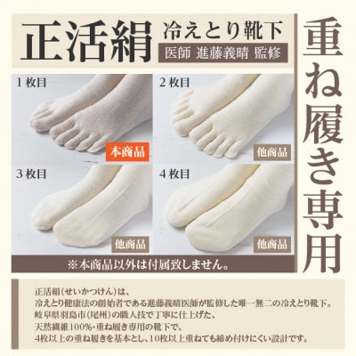 正活絹 冷えとり靴下 シルク5本指 2足セット(Mサイズ)