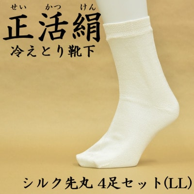 正活絹 冷えとり靴下 シルク先丸 4足セット(LLサイズ)