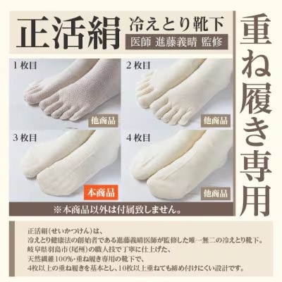 正活絹 冷えとり靴下 シルク先丸 4足セット(Mサイズ)