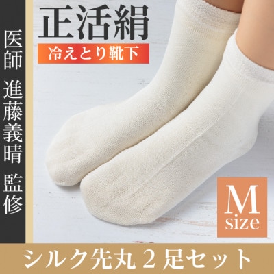 正活絹 冷えとり靴下 シルク先丸 2足セット(Mサイズ)