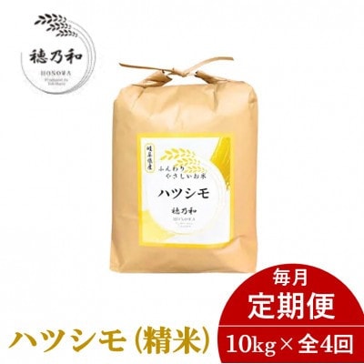 【発送月固定定期便】【先行予約】岐阜県産ハツシモ(精米)10kg全4回