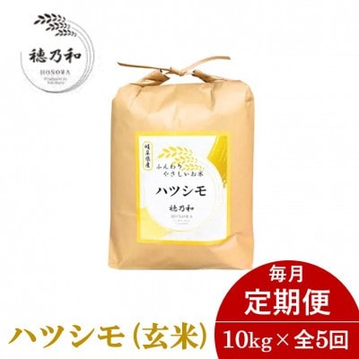 【発送月固定定期便】【先行予約】岐阜県産ハツシモ(玄米)10kg全5回