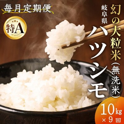 【毎月定期便】岐阜県産ハツシモ(無洗米) 10kg全9回