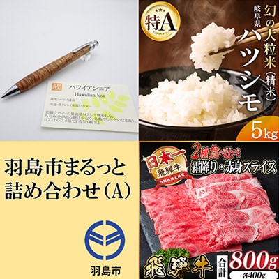 羽島市まるっと詰め合わせ(A)ペンシル(工房楔)・ハツシモ(精米)・飛騨牛【複数個口で配送】