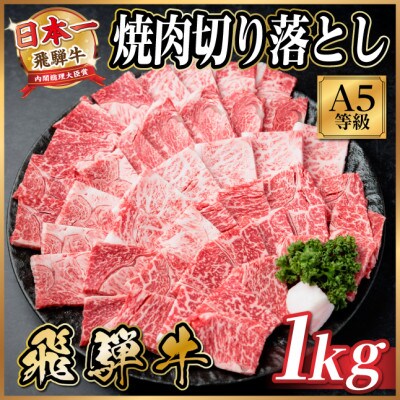 飛騨牛A4~A5等級　焼肉切り落とし　1kg　黒毛和牛(焼肉・BBQ用)