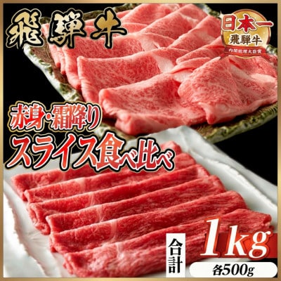 飛騨牛モモ・カタ赤身霜降りスライス1kg(500g×2) すき焼き・しゃぶしゃぶ