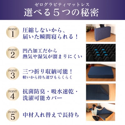 Rise ZeroGravity 高反発マットレス6.0　セミダブルサイズ　折りたたみ(三つ折り)