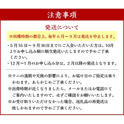 【6月～9月発送不可】【特選】 塩水ウニ100g(エゾバフンウニ) うに 雲丹 F4F-0313