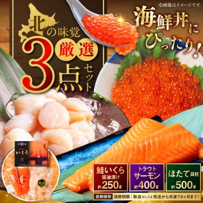 北の味覚海鮮3点セット いくら250g サーモン400g ほたて500g 海鮮 F5F-0096