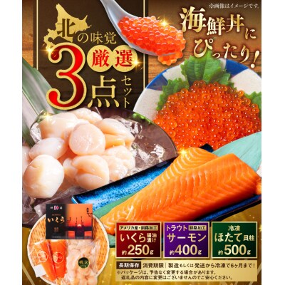 北の味覚海鮮3点セット いくら250g サーモン400g ほたて500g 海鮮 